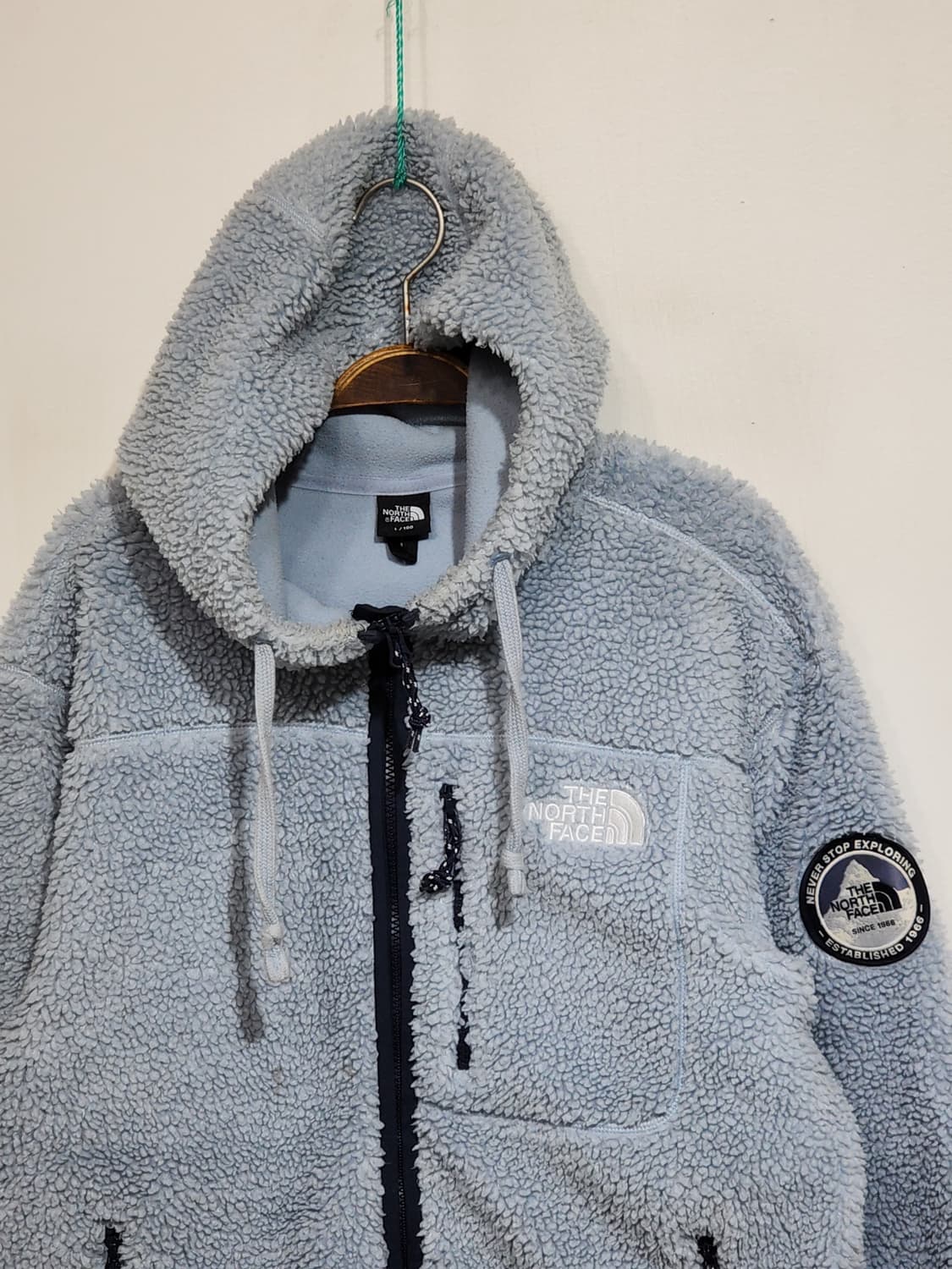 (L) 노스페이스 플리스 점퍼 하늘색 뽀글이 후리스 후드자켓  상품이미지2