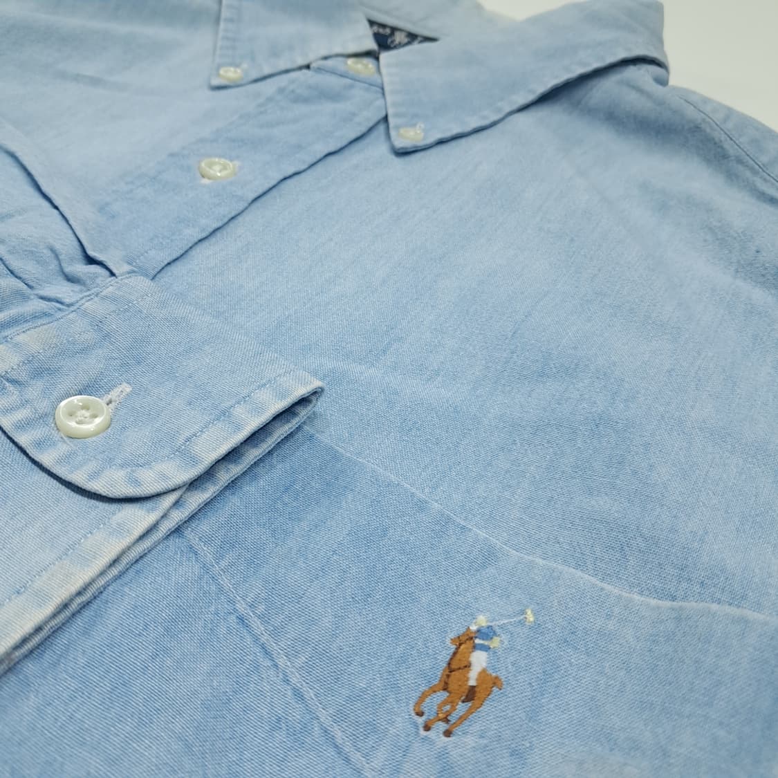 CL944 XL 폴로 90s 빅셔츠 멀티포니 샴브레이 셔츠 상품이미지4