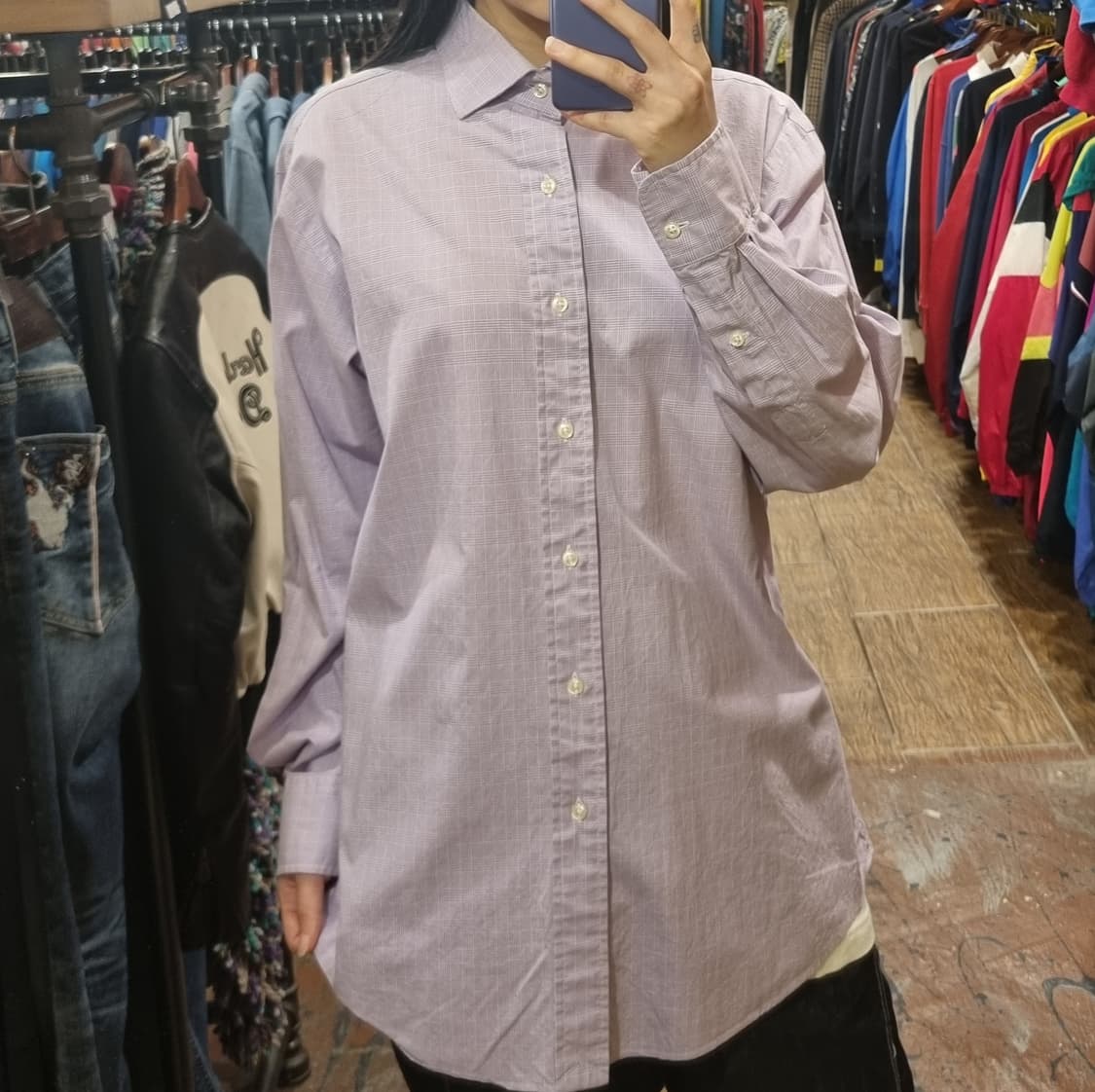 [Hi] 폴로 긴팔 체크셔츠 퍼플 상품이미지4