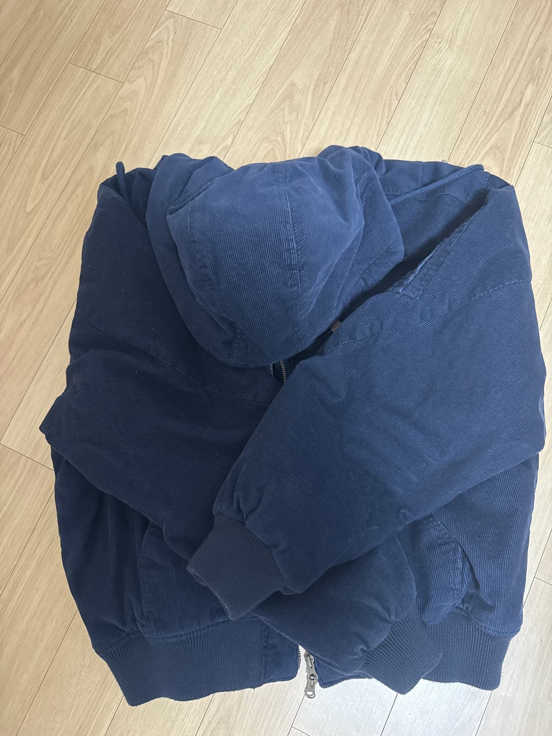 해일리 워시드 코듀로이 후디드 점퍼 네이비 상품이미지1