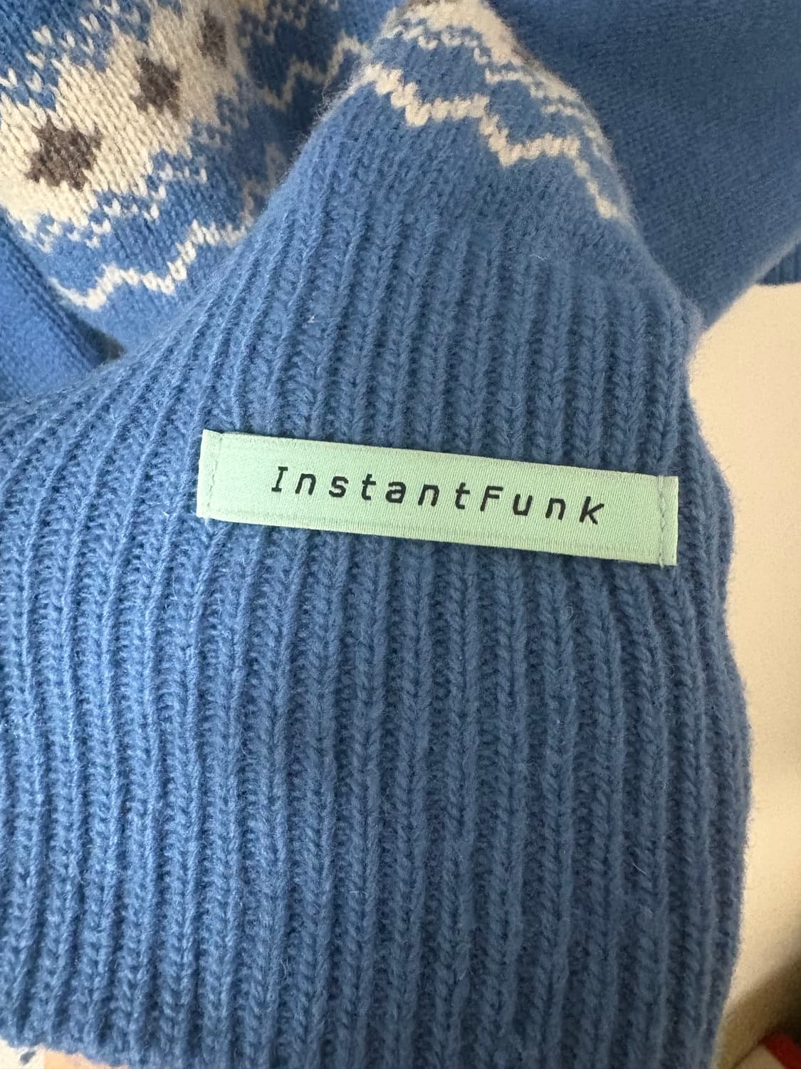 INSTANTFUNK 패턴 니트 가디건 블루 상품이미지2