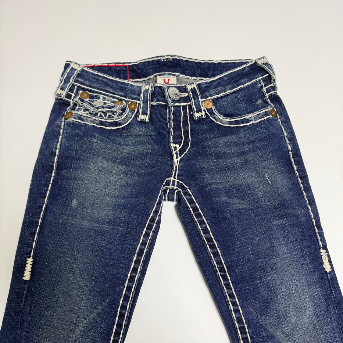 트루릴리전 Y2K 흰색스티치 빌리슈퍼티 로우라이 즈 데님팬츠 상품이미지2