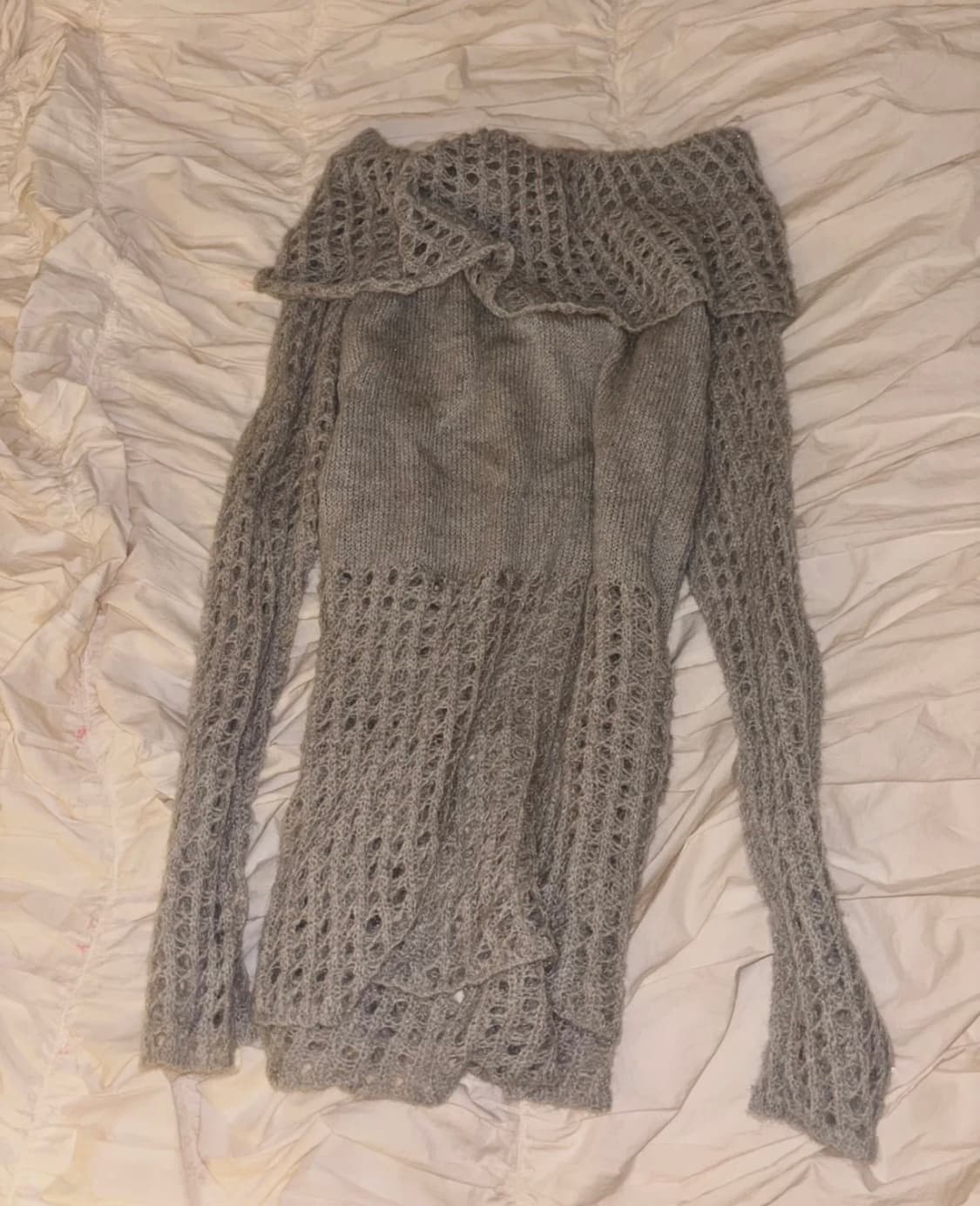 빈티지 Y2K 오프숄더 실버 니트 상품이미지1