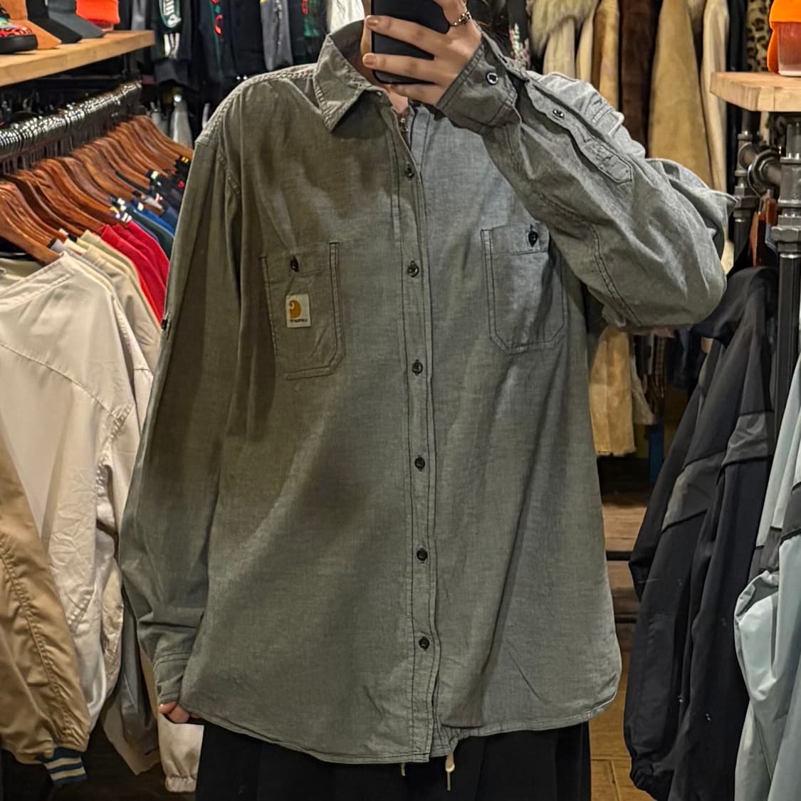 [HI] Carhartt 칼하트 투포켓 긴팔셔츠 그레이 상품이미지1