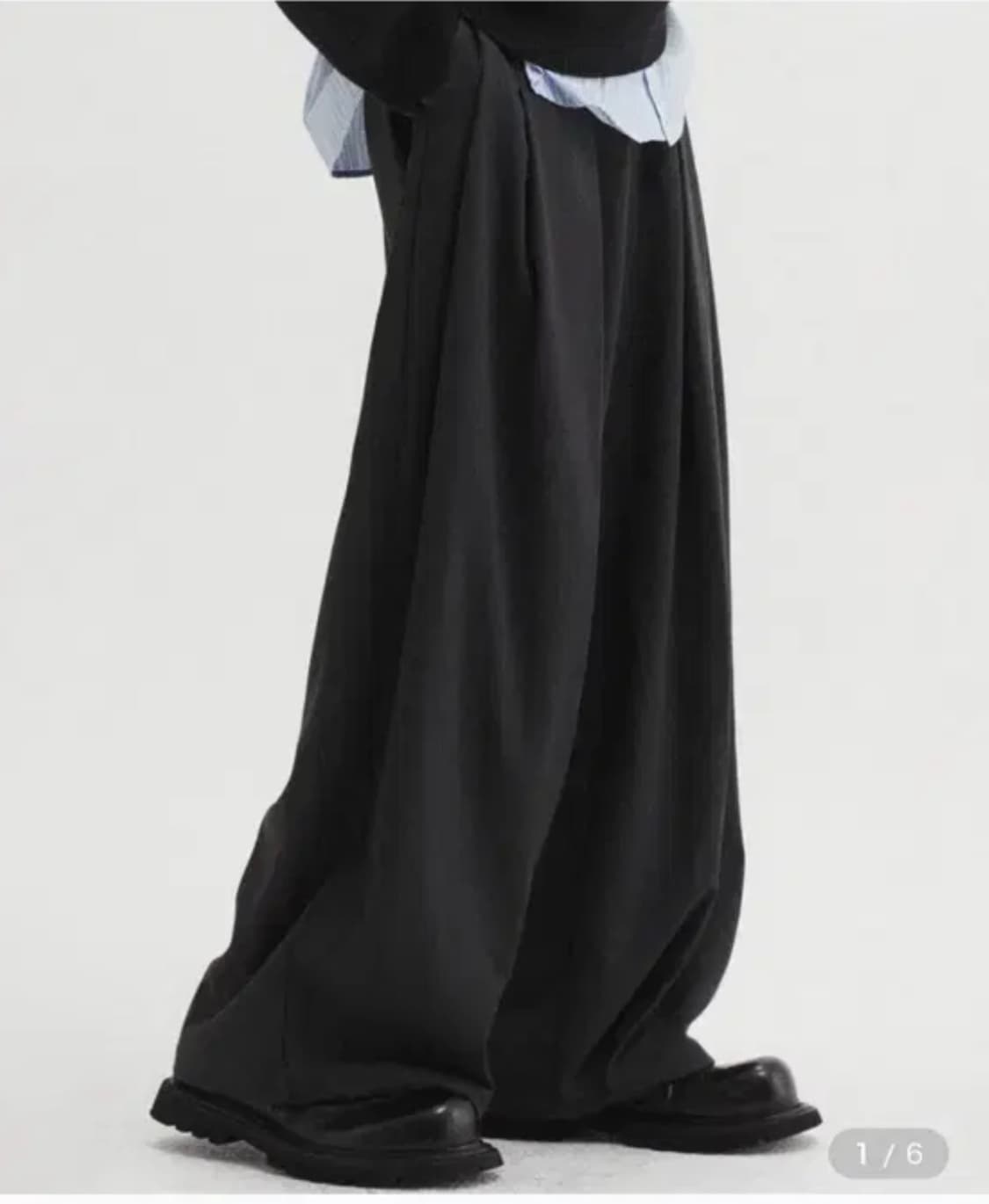 디앤에스알 멀티 플리츠 와이드 슬랙스 차콜S size판매 상품이미지1
