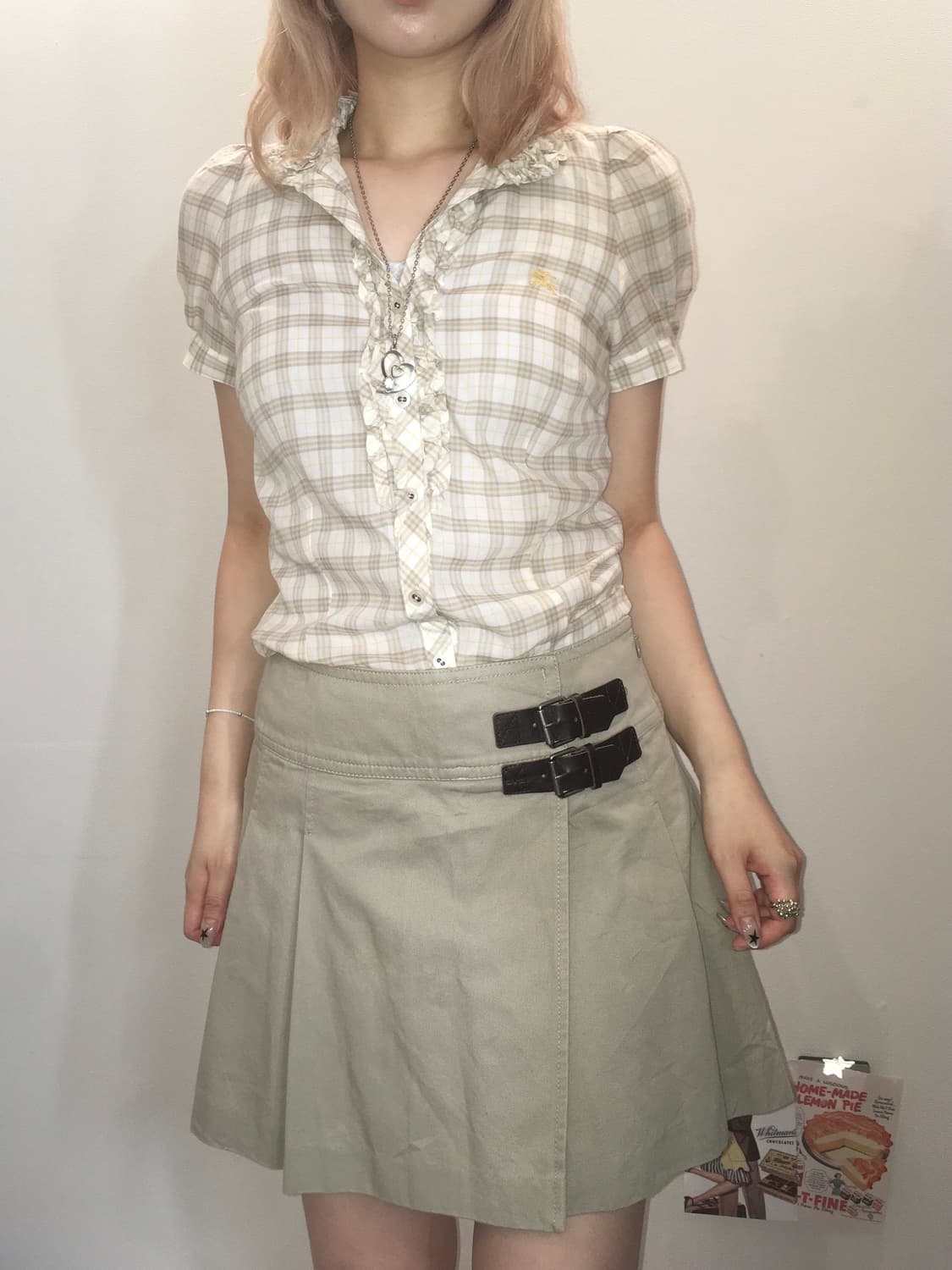 Burberry beige frill check shirts 상품이미지3