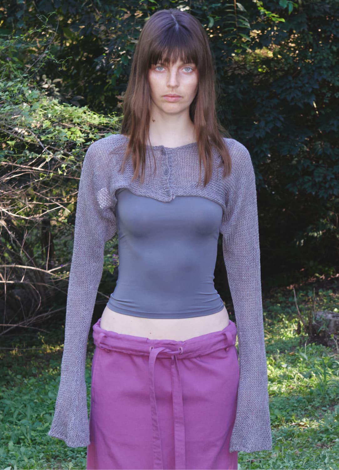Open yy CROPPED BOLERO CARDIGAN, GRAY 상품이미지1