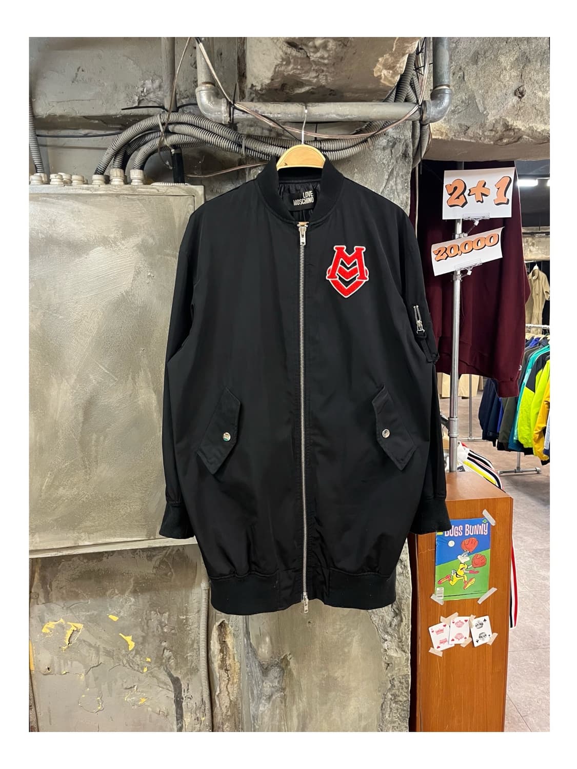 러브 모스키노 롱 봄버 자켓 블랙 90 #csz3590 상품이미지1