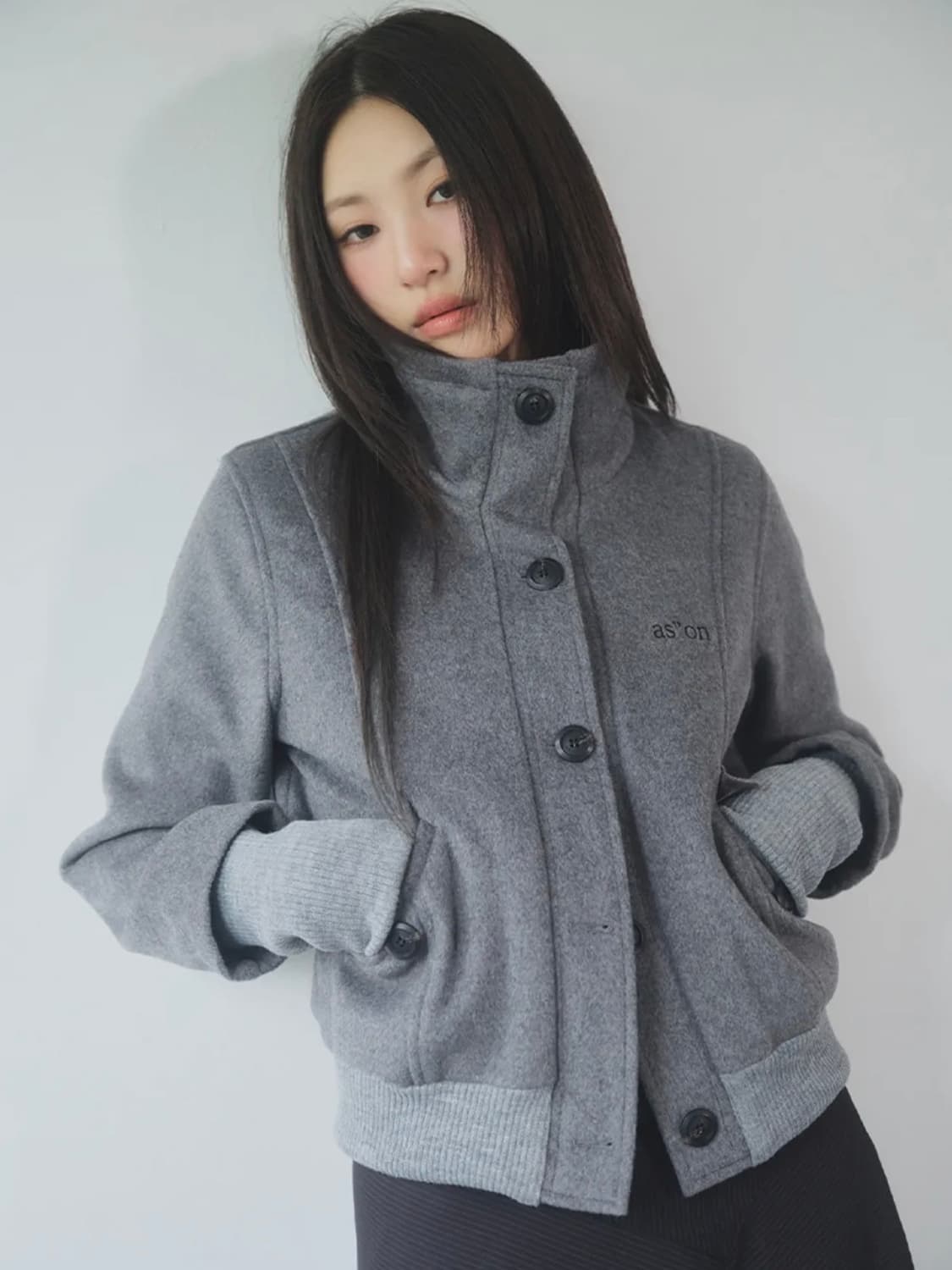 애즈온 덤보 울 자켓 그레이  새상품 상품이미지1