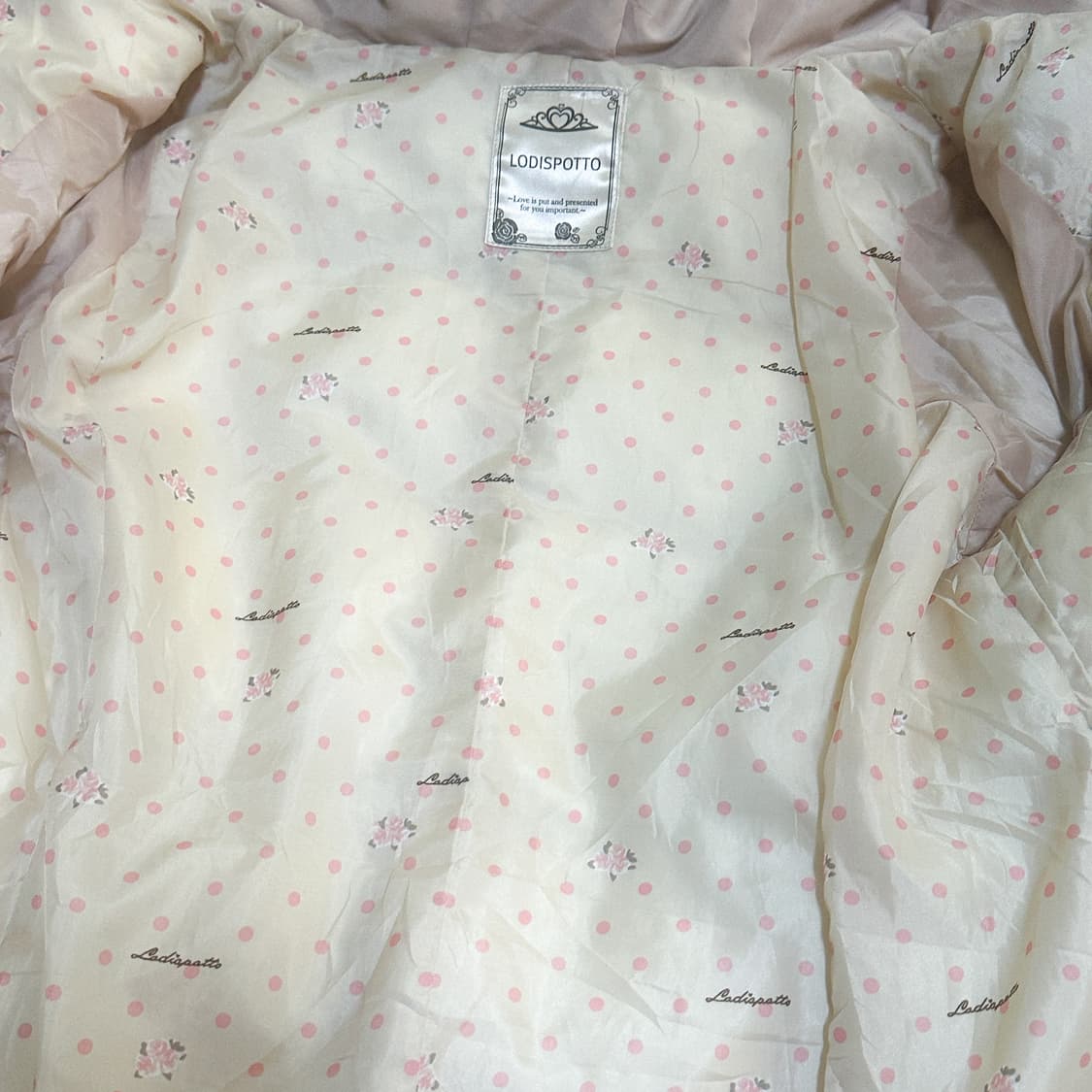 빈티지 핑크 리본 패딩 히메갸루 로걀 라떼 히메카지 헤이세이 발레코어 상품이미지5