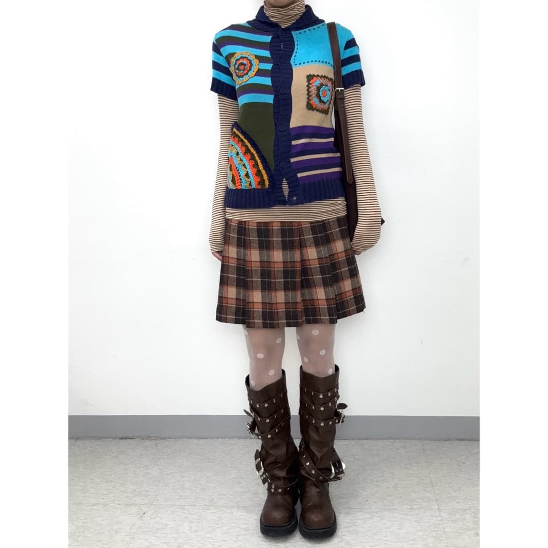 빈티지 유니크 하프 니트 상품이미지2