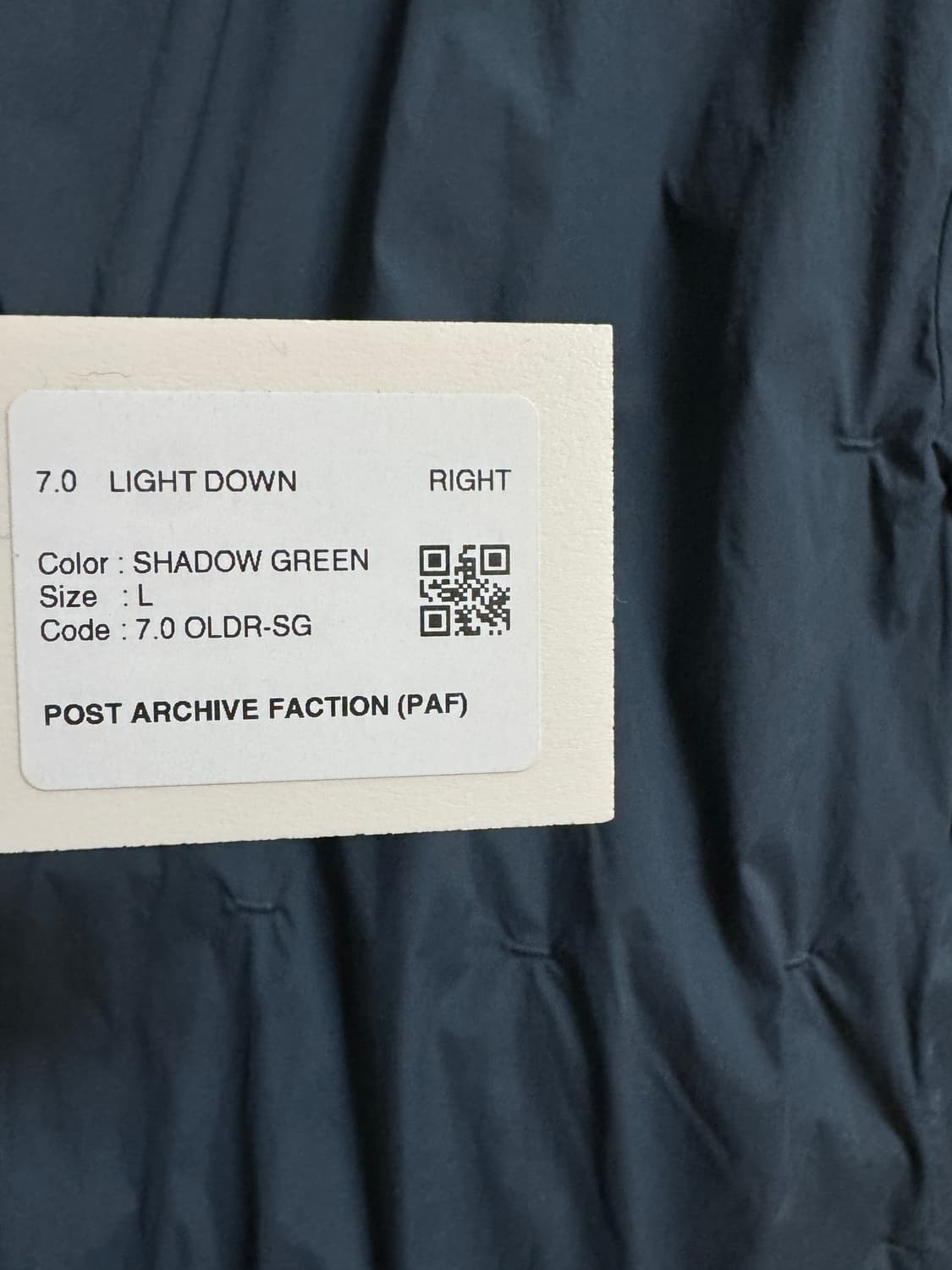 포스트아카이브팩션7.0 라이트다운 자켓 쉐도우 그린 [L] 상품이미지5