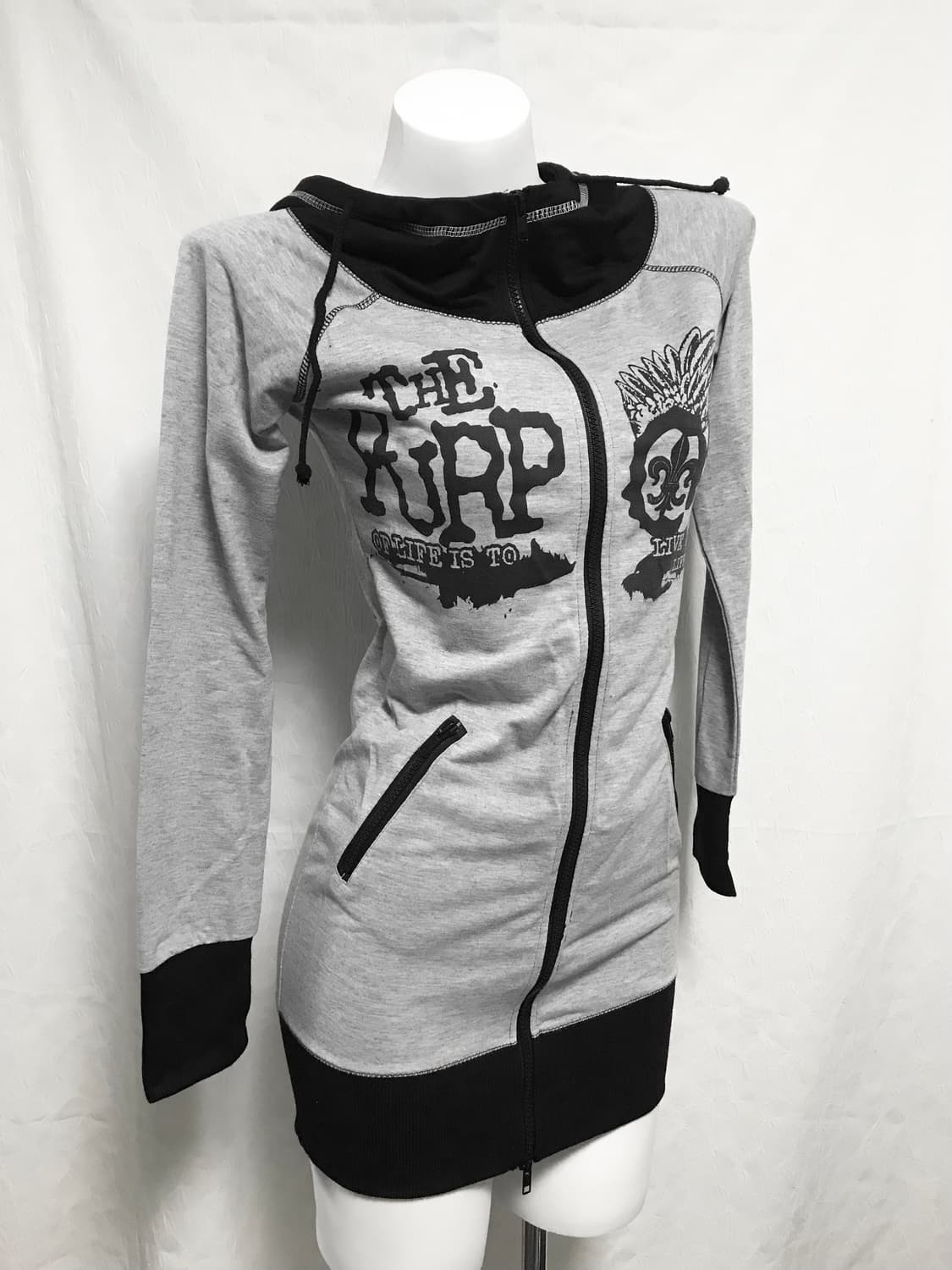 빈티지 d.i.a깔 갸루 펑크 날개 프린팅 후드 원피스 집업 상품이미지2