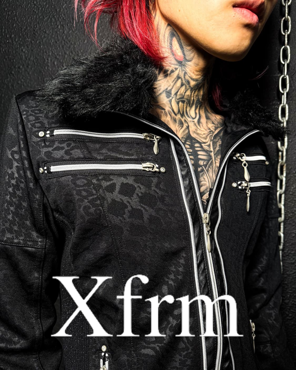 Xfrm – Black Leopard Fur Collar Jacket   상품이미지1