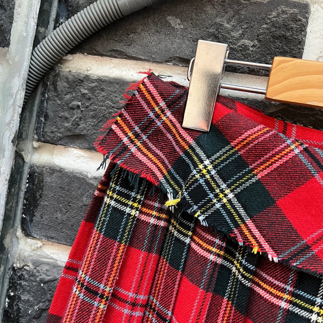 Sunao kuwahara 플리츠 체크 랩 스커트 상품이미지2