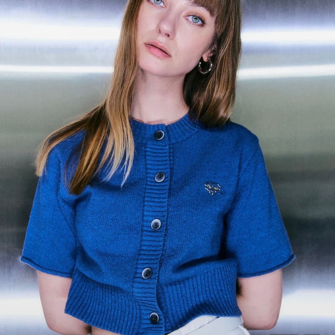 Fallett 팔렛 소프트 미니 파란색 반팔 가디건 상품이미지2