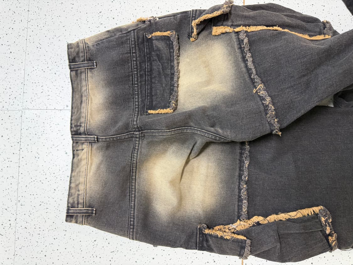 테슬 그라데이션 워싱 와이드 카고 팬츠 데님 팬츠 상품이미지6