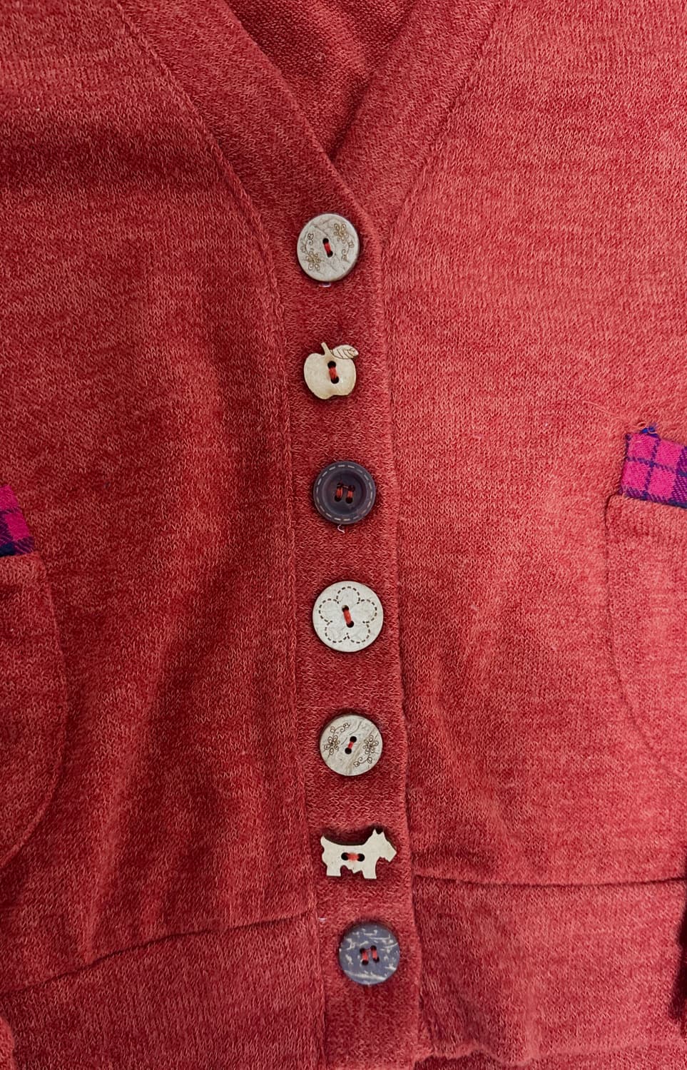 빈티지 강아지/사과 단추 가디건  상품이미지4