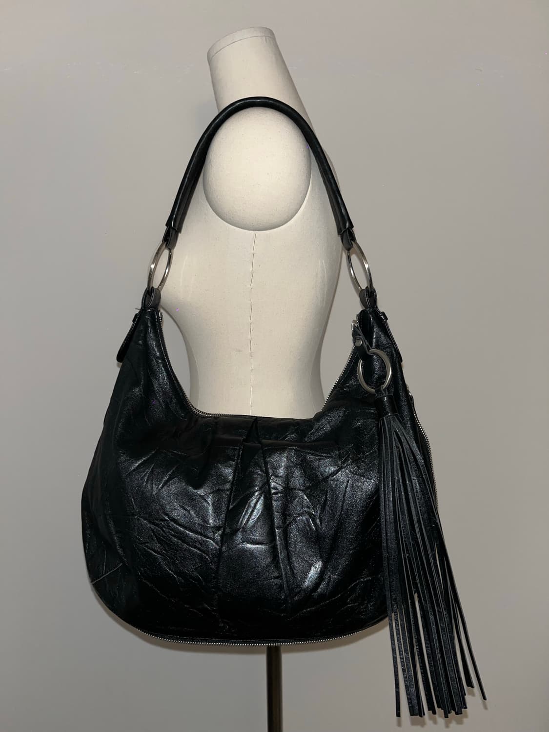 Japanese vintage all black shoulder bag 상품이미지3