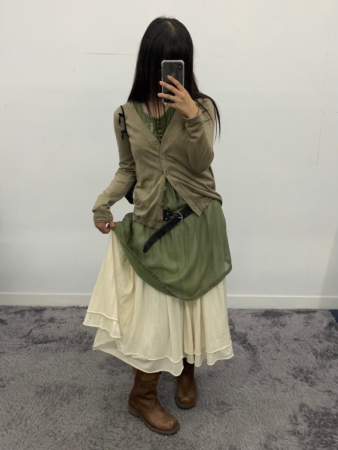 Agnes B 완두콩단추 슬리브리스 원피스 상품이미지2