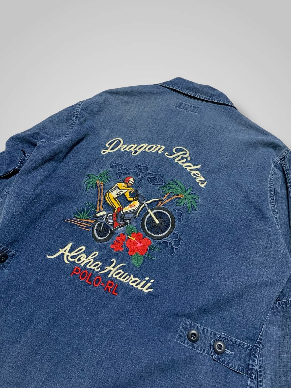 [M]폴로 드래곤 라이더스 하와이안 자수 데님 워크 자켓 상품이미지1