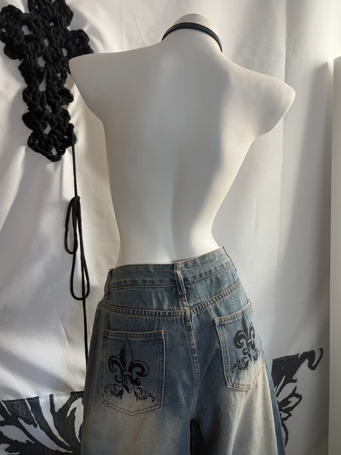 • denim hurt printed wide pants  상품이미지4