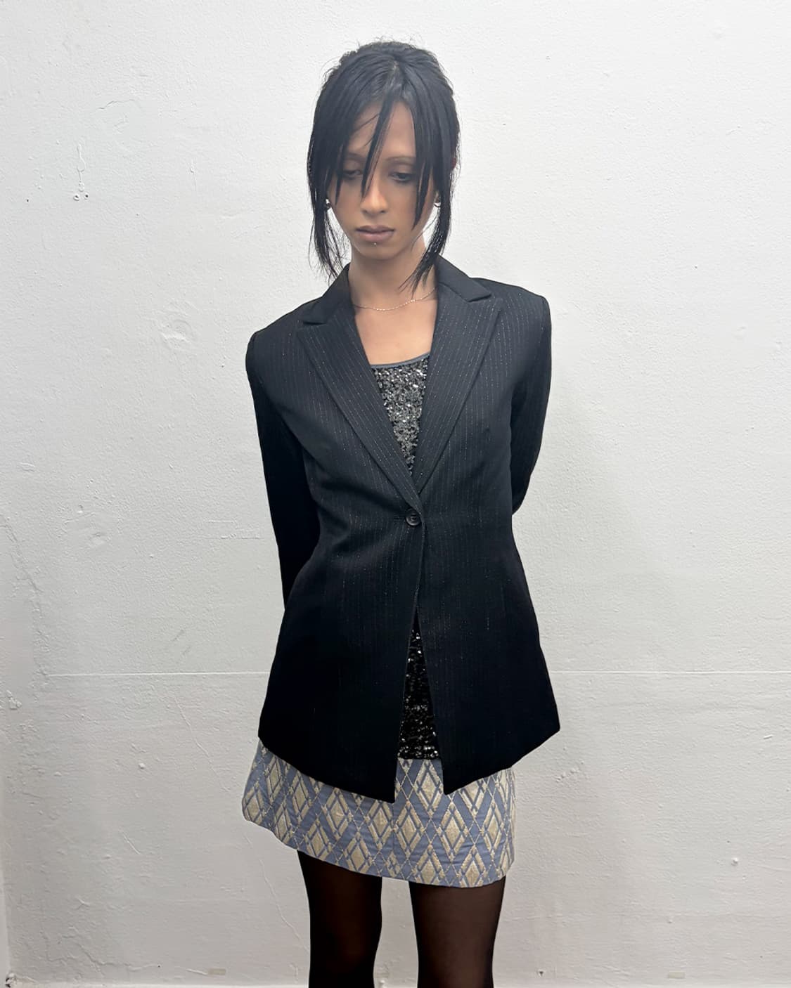 빈티지 글리터 스트라이프 블레이저 상품이미지1