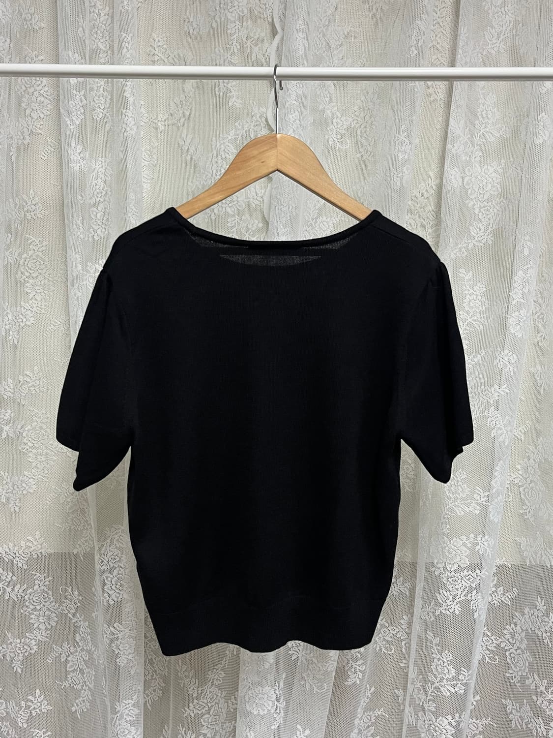 L) 던스트 쁘띠 하프슬리브 반팔 니트 블랙 상품이미지3