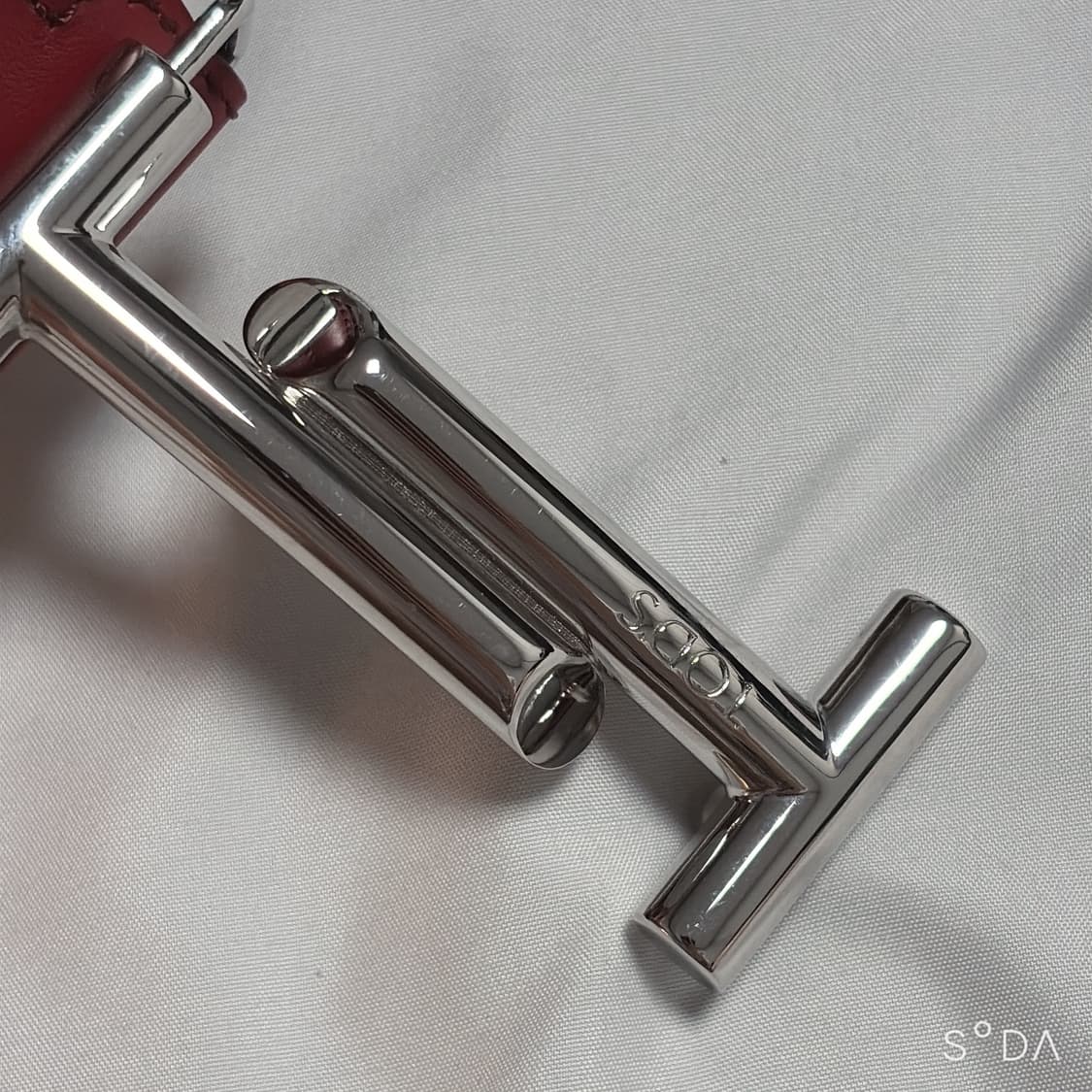 TODS 토즈 T버클 가죽 벨트 레드 상품이미지4