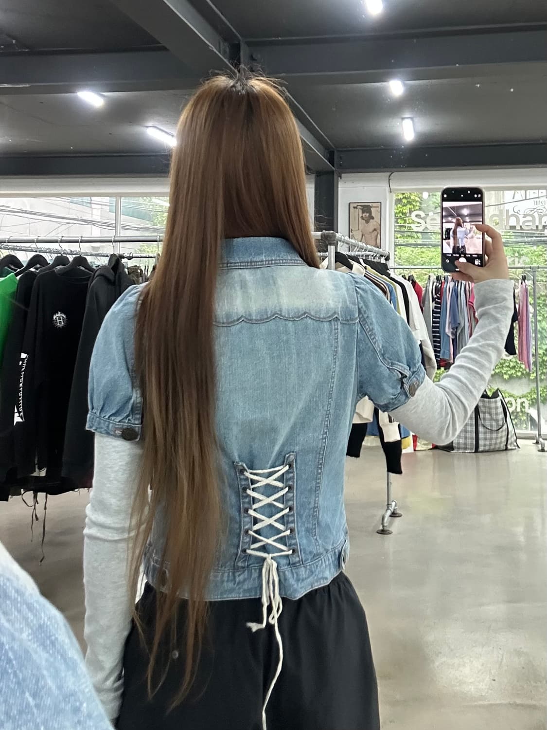 리즈리사 아일렛 포켓 반팔데님자켓 상품이미지2