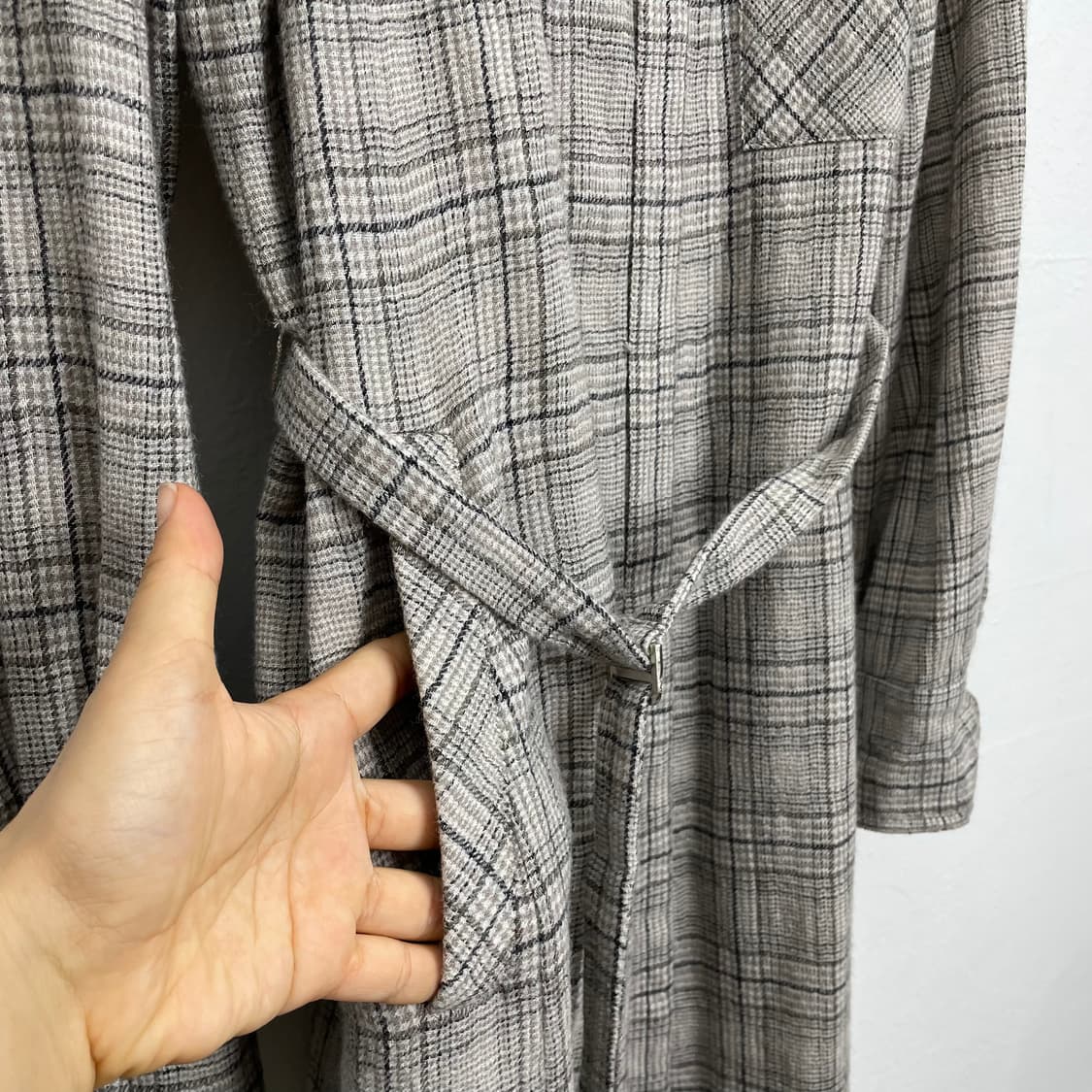 한섬 DKNY 베이지 체크 셔츠 롱 원피스 XS 상품이미지6