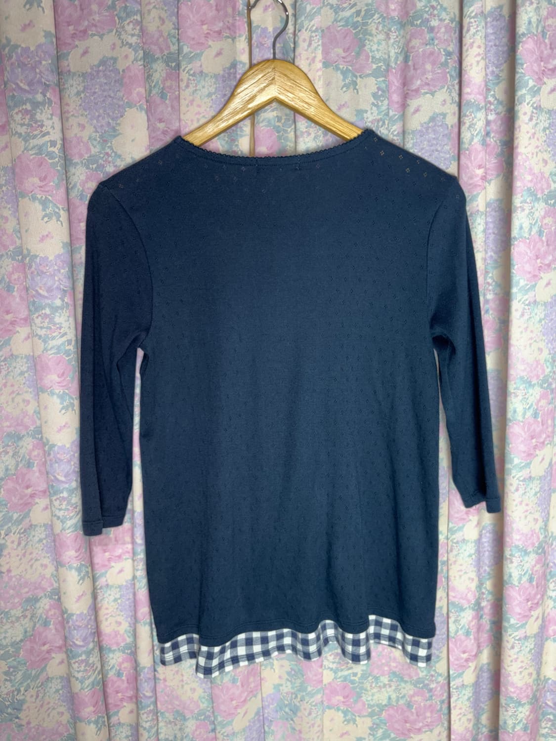 네이비 체크 레이어드 티셔츠 상품이미지9