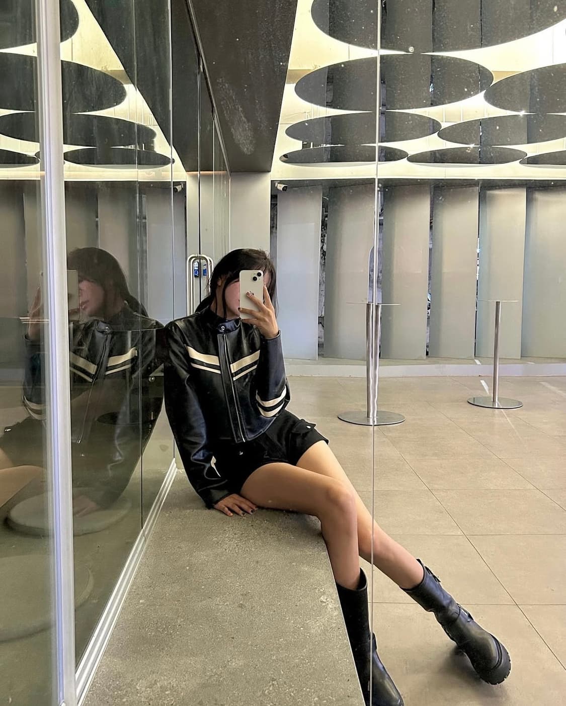 카키포인트 모터 레이싱 레더 자켓 블랙 상품이미지2