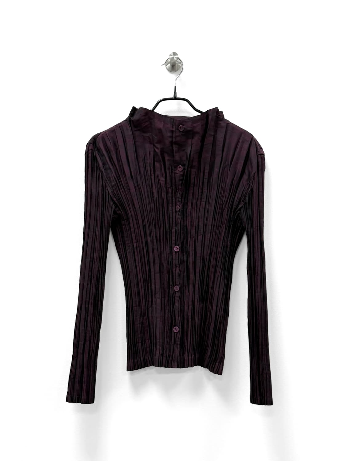 이세이미야케 모크넥 플리츠 퍼플 버튼 셔츠 상품이미지1