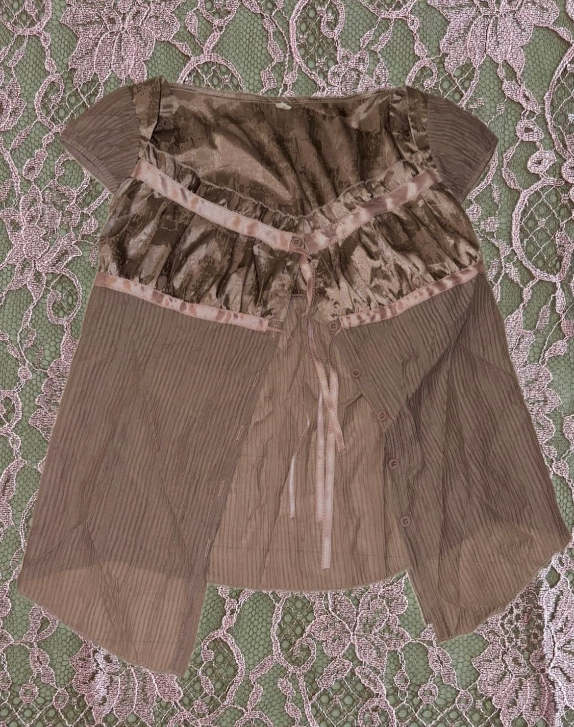 Pink short-sleeved blouse 모리반팔 바선생 블라우스 상품이미지1