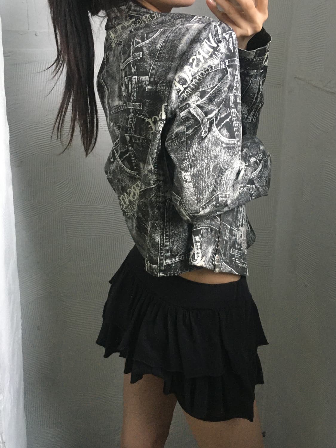 Versace 베르사체 진스 꾸뛰르 그레이 데님 프린트 자카드 자켓  상품이미지2