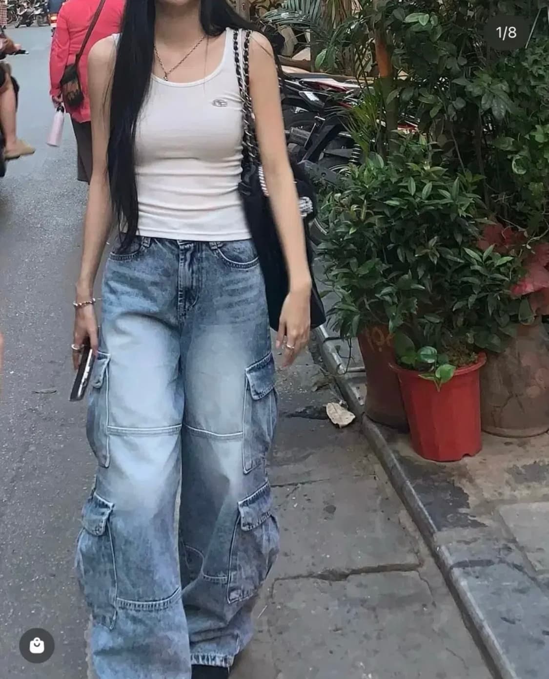 카키포인트 카고 데님 팬츠 상품이미지1