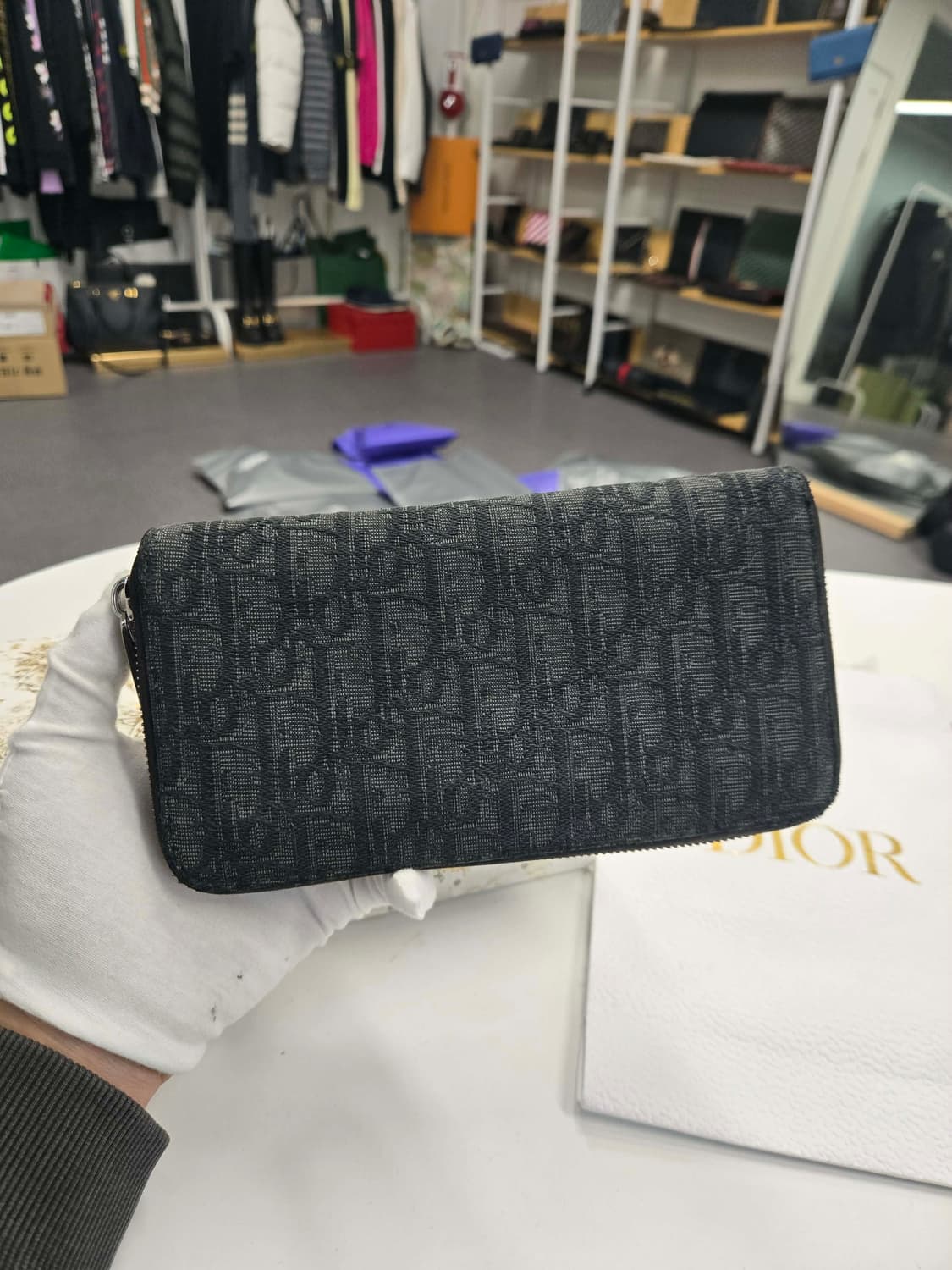 [A급컨디션] 디올 오블리크 지퍼 장지갑 상품이미지2