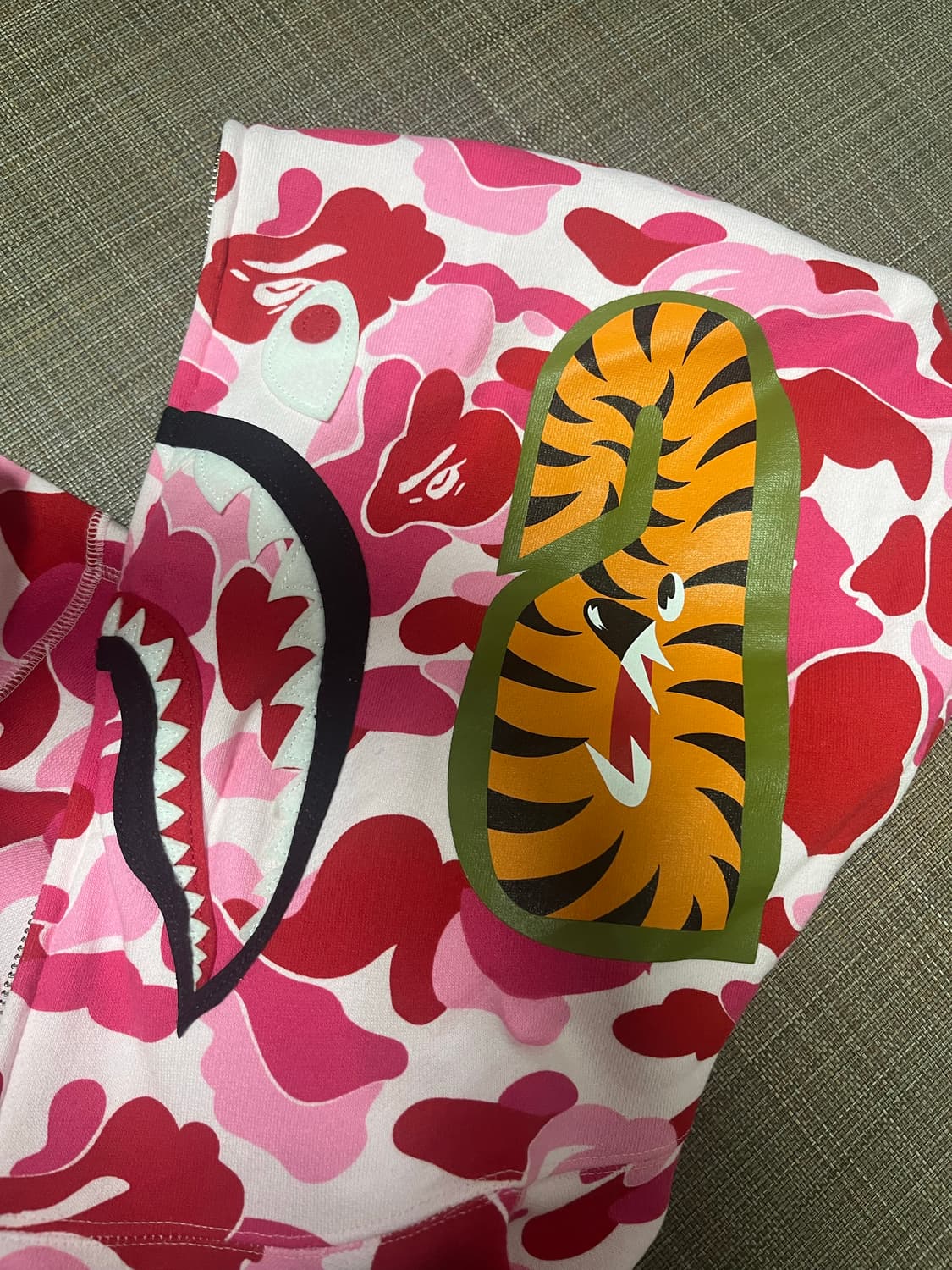 베이프 ABC 카모 샤크 풀 집 후드 핑크 상품이미지3