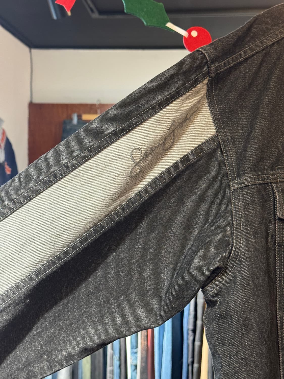 션존 오버핏 흑청 데님자켓 빈티지 올드스쿨 sean john XXL 상품이미지4