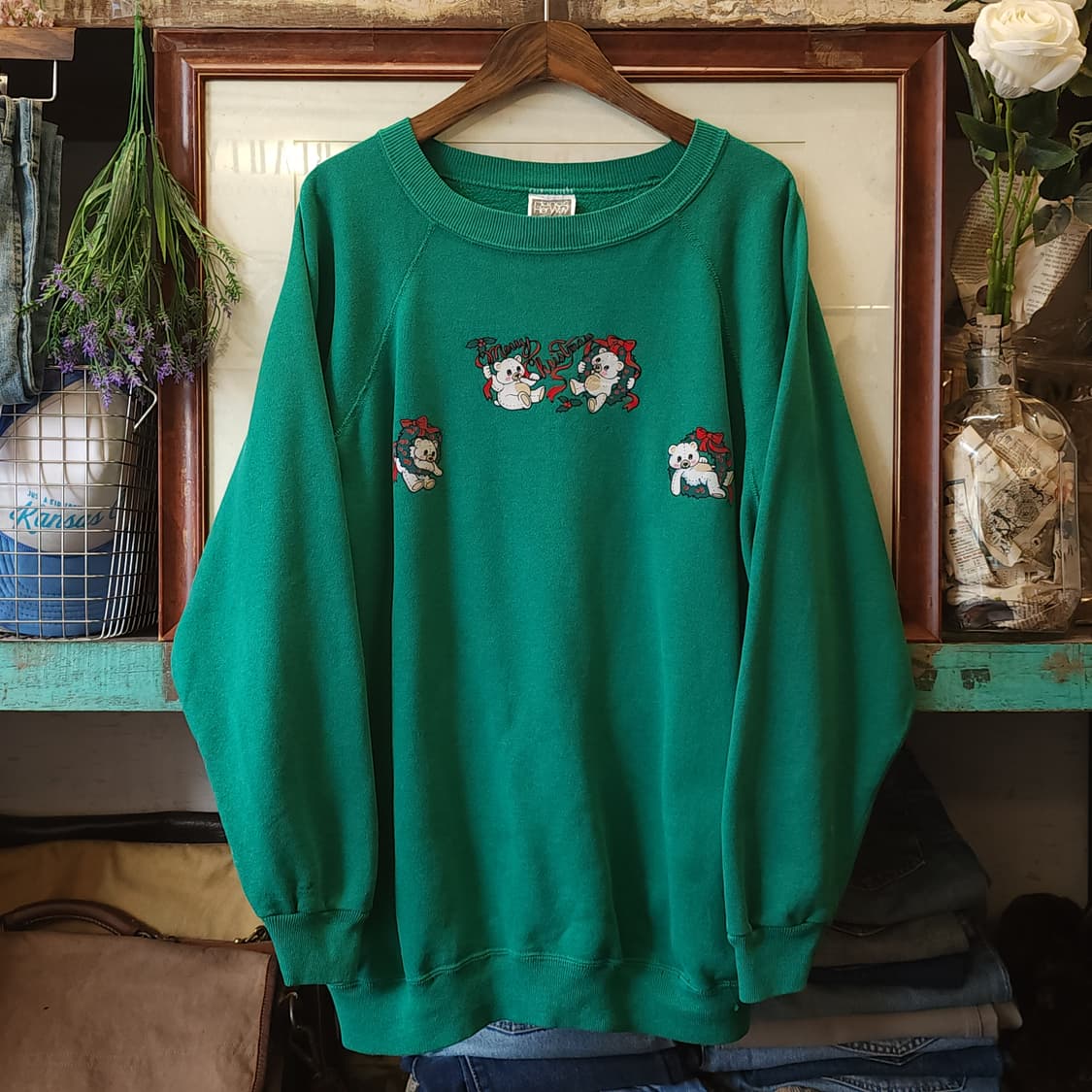 90s 헤인즈 빈티지 스웻셔츠 플레인 스웻셔츠 그린 xxl 상품이미지1