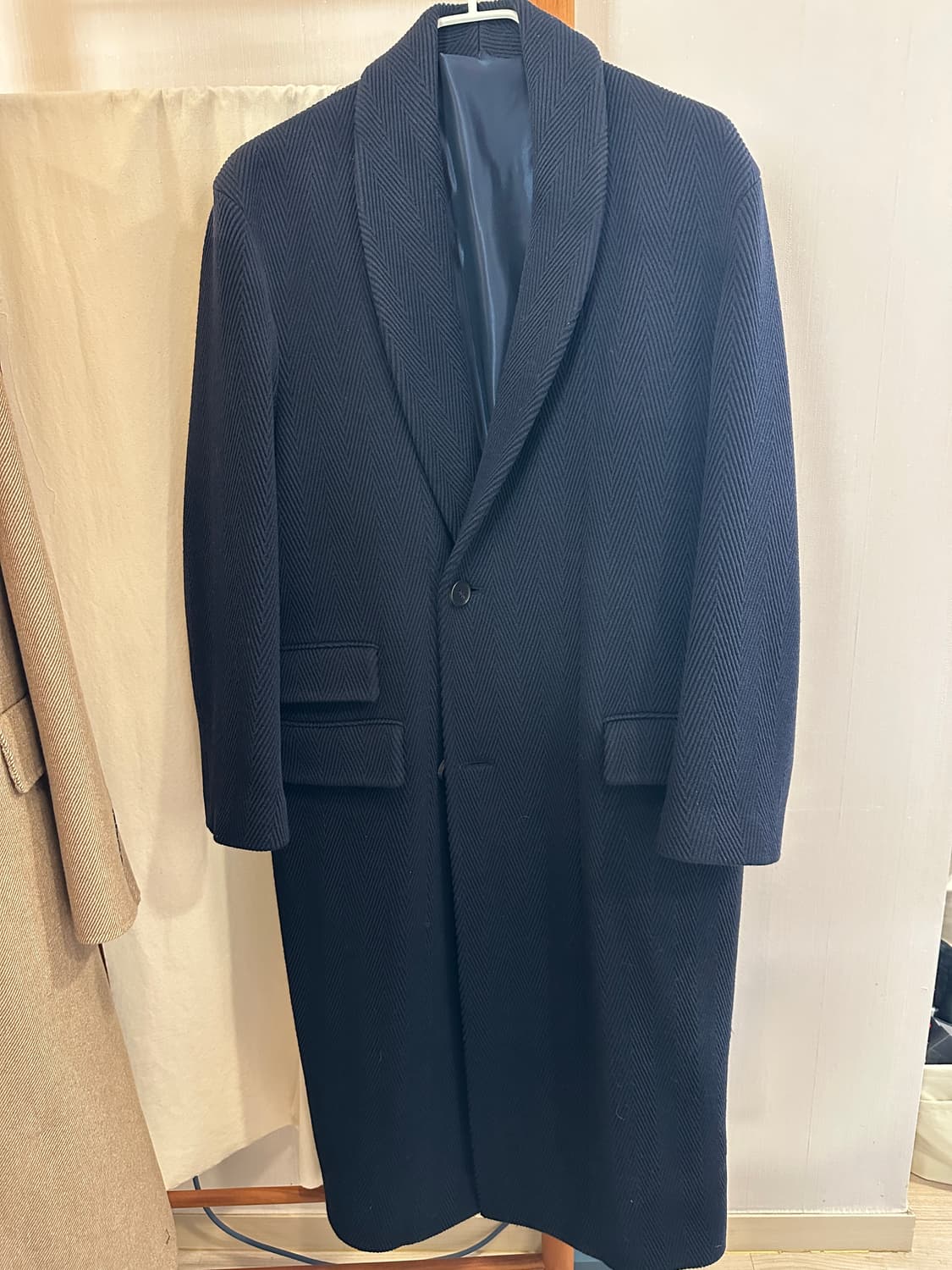 우영미 / 네이비 숄카라 로브코트 / 48 상품이미지1