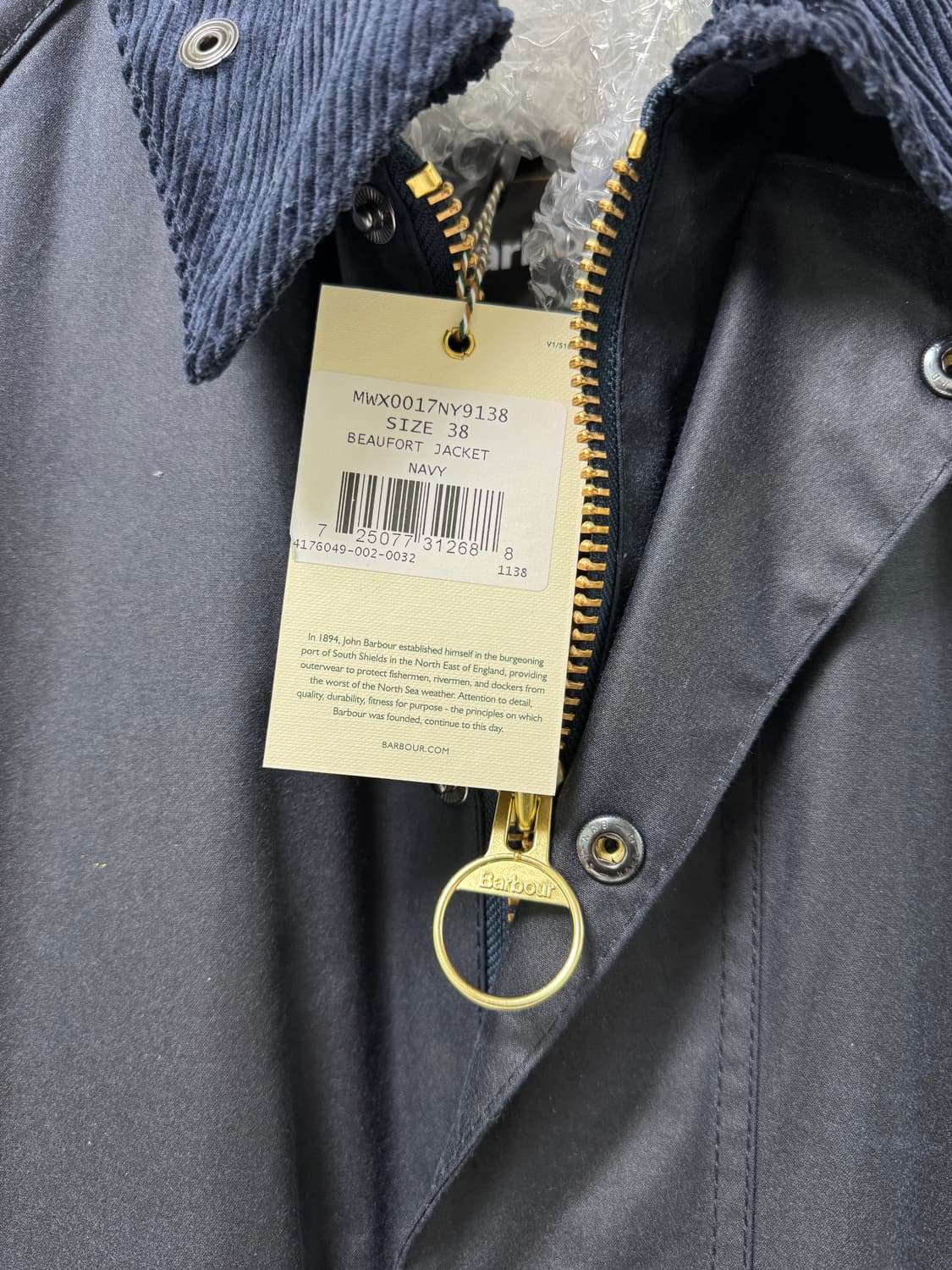바버 뷰포트 왁스 자켓 네이비 38 상품이미지9