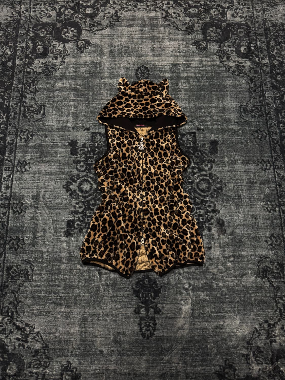 Algonquins 00s cat ear leopard fur hoodi 상품이미지1