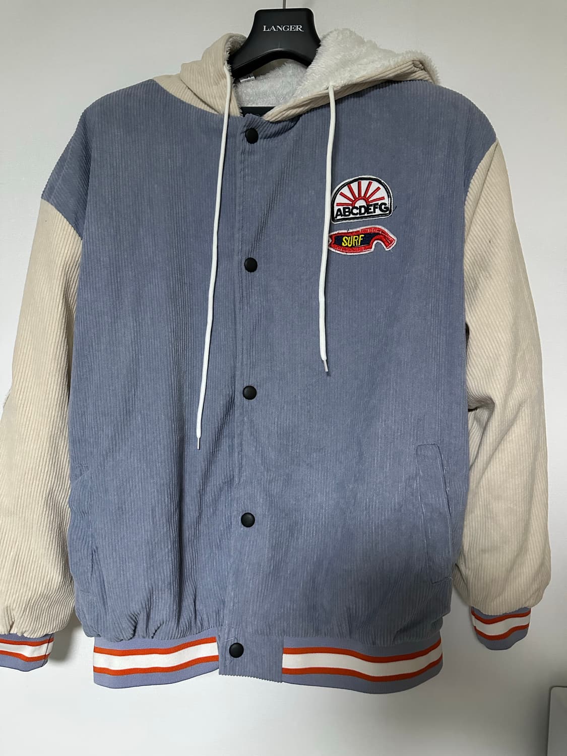 코듀로이 배색 후드 야구 점퍼 상품이미지2