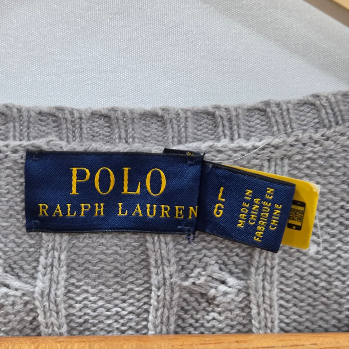 폴로랄프로렌 우먼 코튼 케이블 브이넥 니트 L  상품이미지3