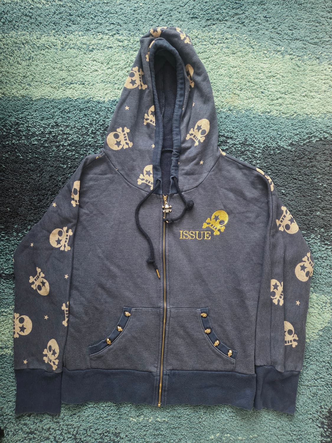 Issue 네이비 고스펑크 고스로리 y2k 펑투케 스컬 해골 후드집업 상품이미지1