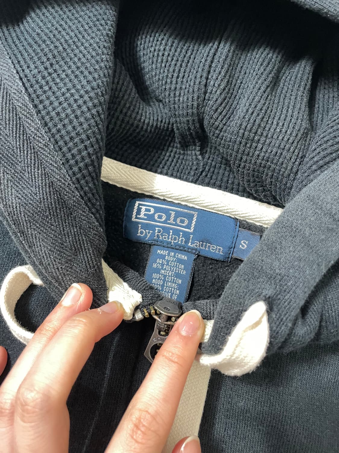 빈티지9. 폴로랄프로렌 코튼 풀집 후드집업 후드 티셔츠 스웻 블랙 상품이미지3