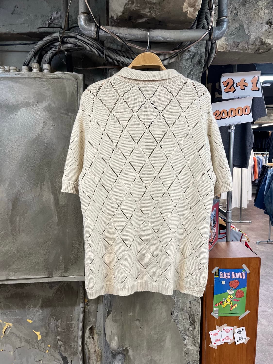 애프터프레이 크로쉐 카라 반팔 니트 아이보리 L #csz4128 상품이미지2