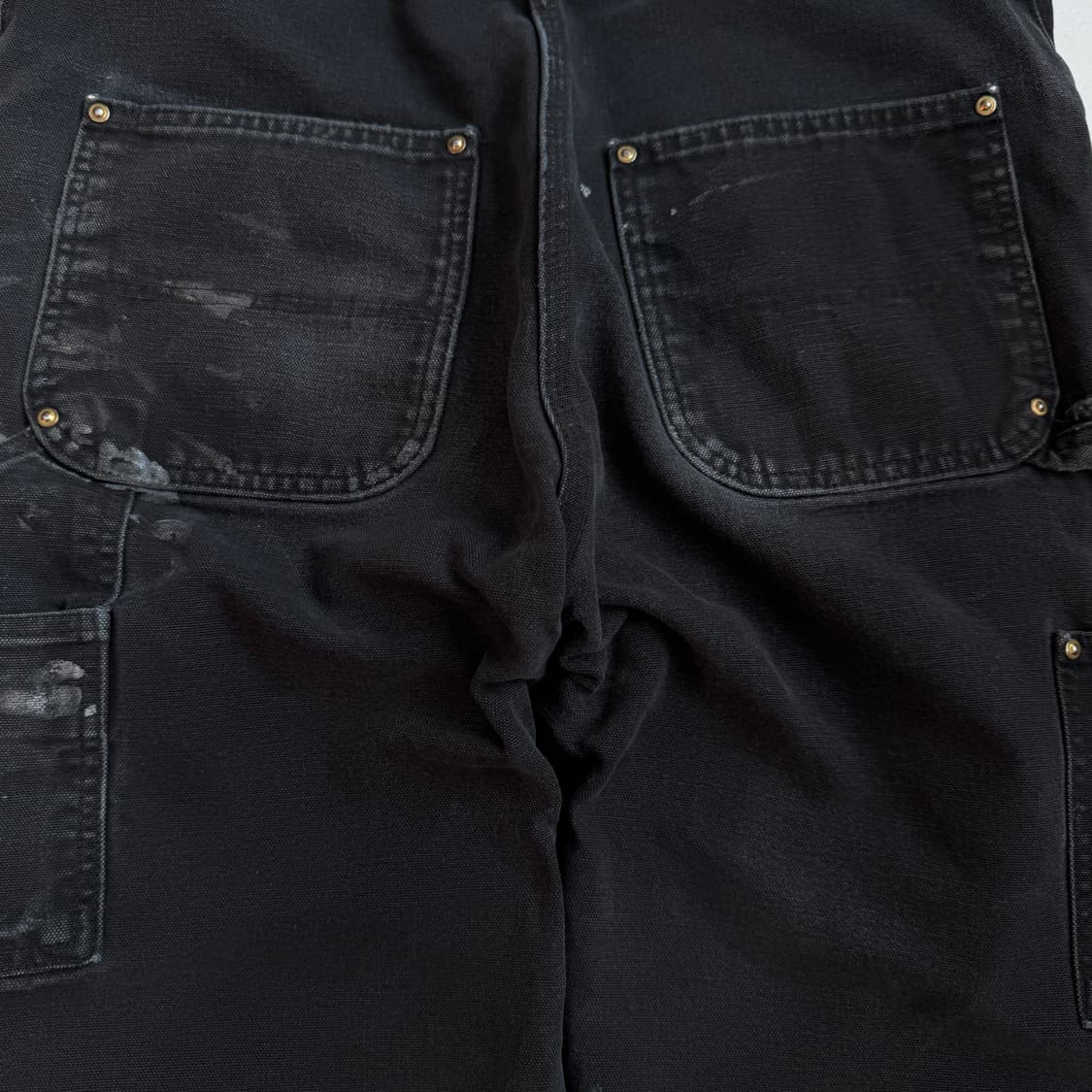 칼하트 OG 덕캔버스 페이드 더블니 워크 오버롤 멜빵 블랙 상품이미지7